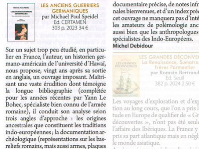 « Un sujet trop peu étudié… » : Recension de « Les anciens guerriers germaniques » dans Histoire Magazine