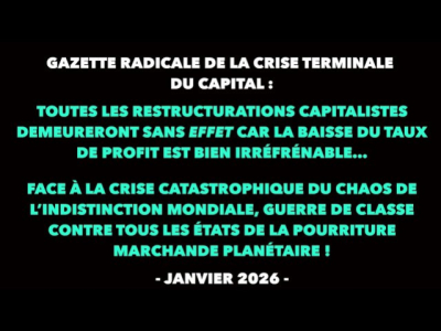Francis Cousin : Gazette radicale de la crise terminale du Capital (Janvier 2026)