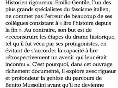 « Reconstruire les étapes du drame historique » : recension de « Avant qu’il ne devînt le Duce » dans la revue « Guerre et Histoire »