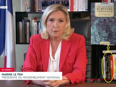 « Survivre à l’effondrement économique » de Piero San Giorgio dans la bibliothèque de Marine Le Pen ! 