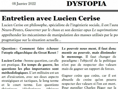 Lucien Cerise dans Dystopia : « Comment faire échouer le Great Reset ? »