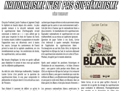 Nationalisme n'est pas Suprémacisme I Recension de « Le Suprémacisme Blanc » de Lucien Cerise dans « Le Harfang »